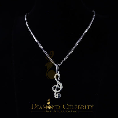 DiamondCelebritees Promise 925 White Sterling Silver MUSIC SIGN Pendant with 2.34ct Cubic Zirconia