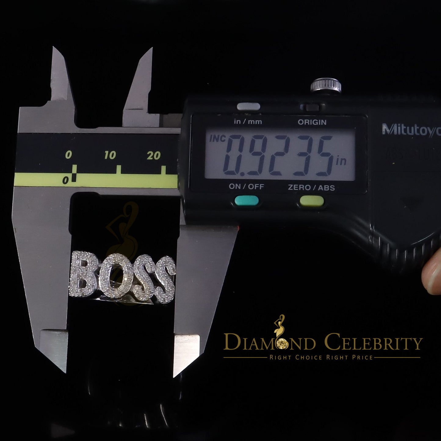 DiamondCelebritees Stylish "BOSS" 925 Silver White 0.50ct Micro Real Diamond Men's Band Ring SZ 8