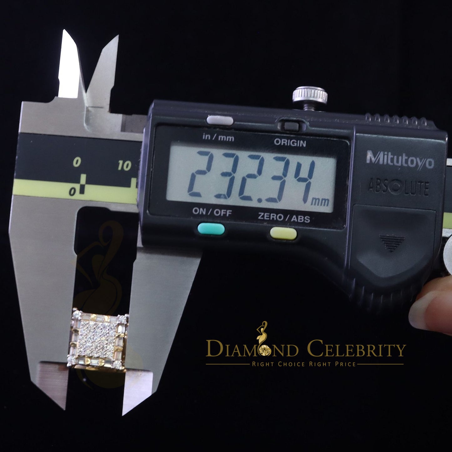 DiamondCelebritees 925 Yellow Square 2.34 ct Cubic Zirconia Silver Engagement Men's Ring Size 9