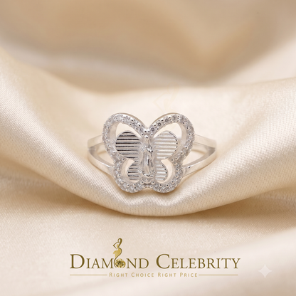 DiamondCelebritees Religious White Butterfly 925 Silver CZ Mother Mary Women's Ring Size 9.5