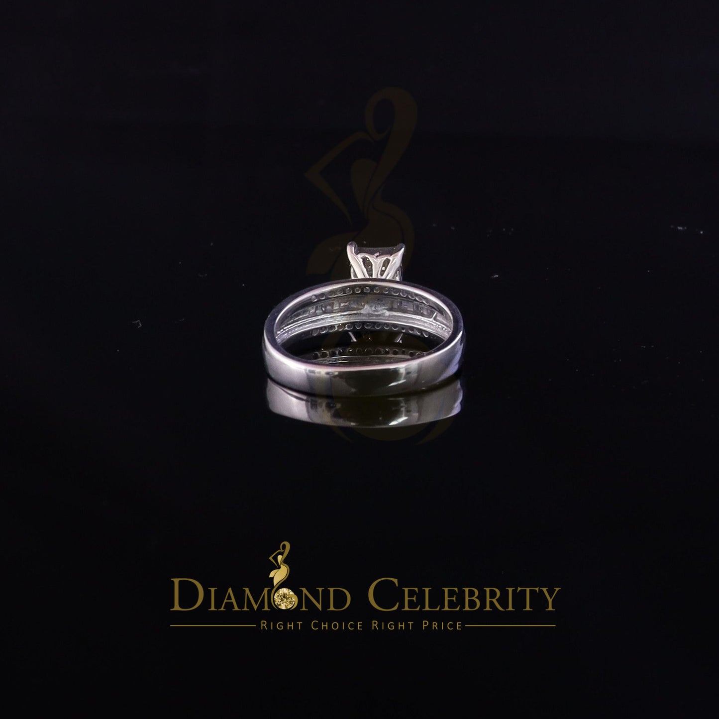 DiamondCelebritees 925 Sterling Silver White Real 0.33ct Princess Diamonds Square Ring Size 7