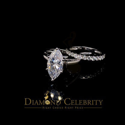 DiamondCelebritees 925 Silver Mens/ Women Bridal Ring Marquise Shape Size 8 White 5.00ct Moissanite