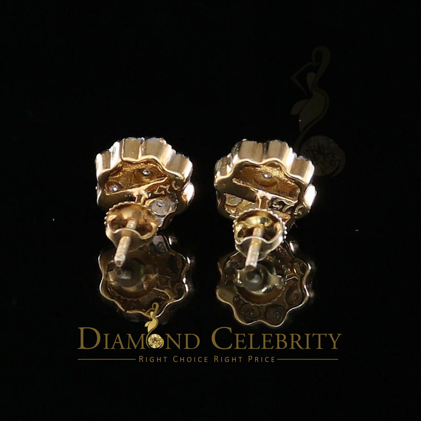 DiamondCelebritees 0.10ct Diamond 925 Sterling Silver Yellow Floral Earrings For Men's & Women's