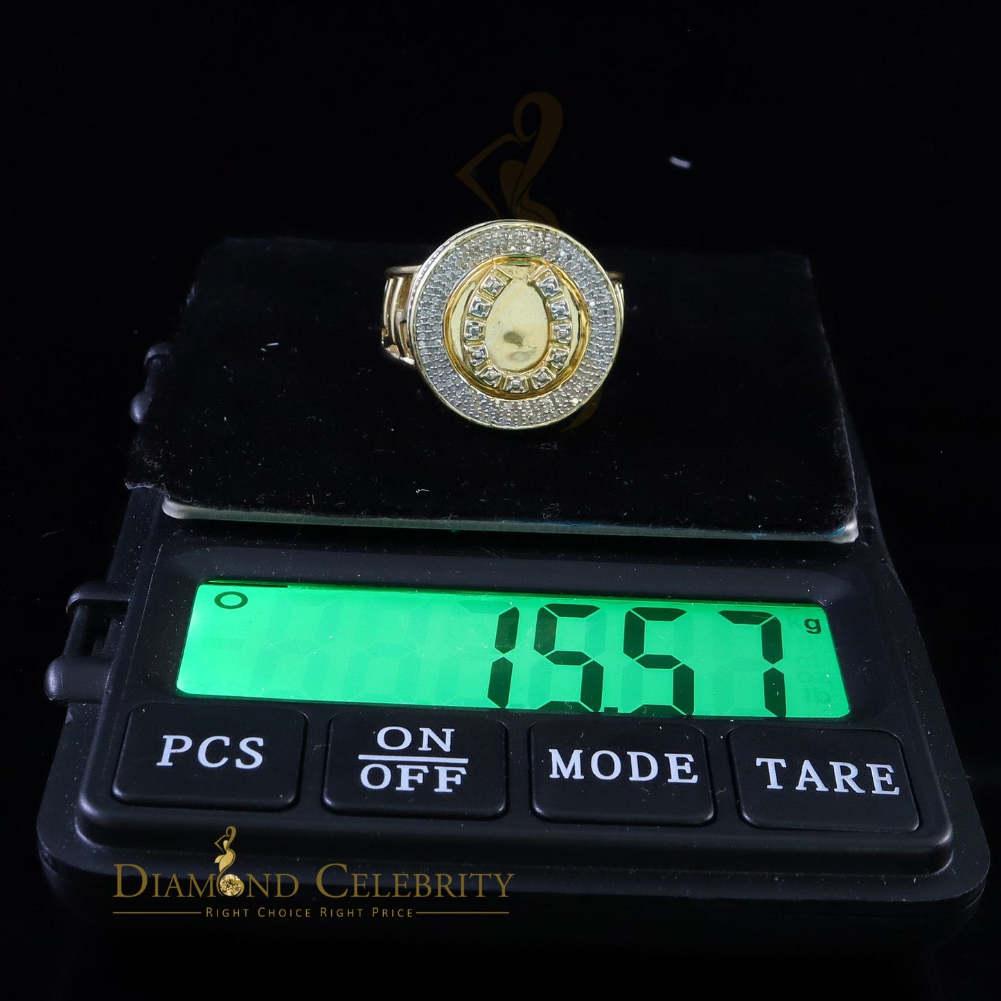 0.40 CT Real Diamond 925 Yellow Silver Mens Adjustable Ring From Size 10 to 12