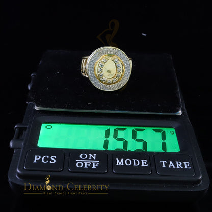 0.40 CT Real Diamond 925 Yellow Silver Mens Adjustable Ring From Size 10 to 12
