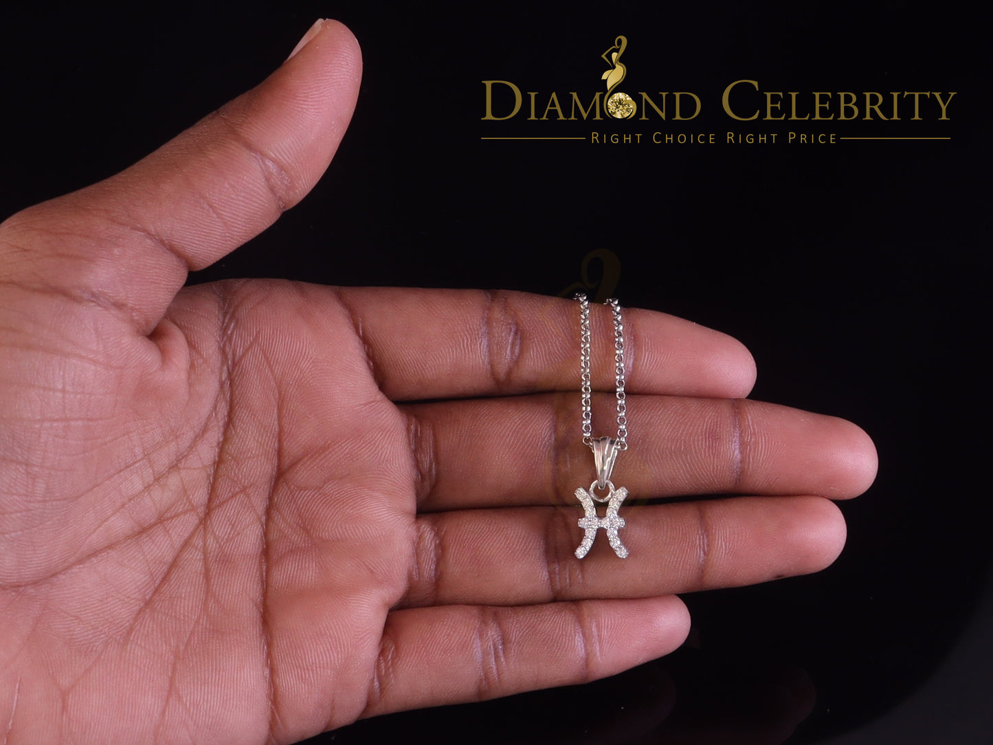 DiamondCelebritees 0.34ct Cubic Zirconia White Silver PISCES MARCH Month Pendant Men's & Women's
