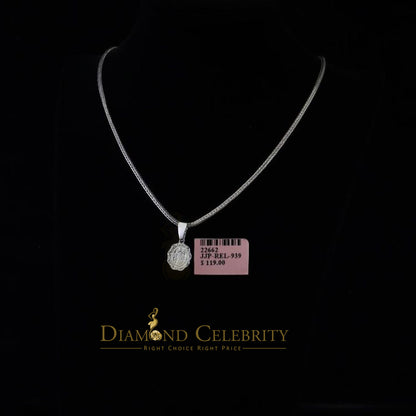 DiamondCelebritees 925 Sterling Silver Double Side Oval Benedict Men/Women Pendant White Religious