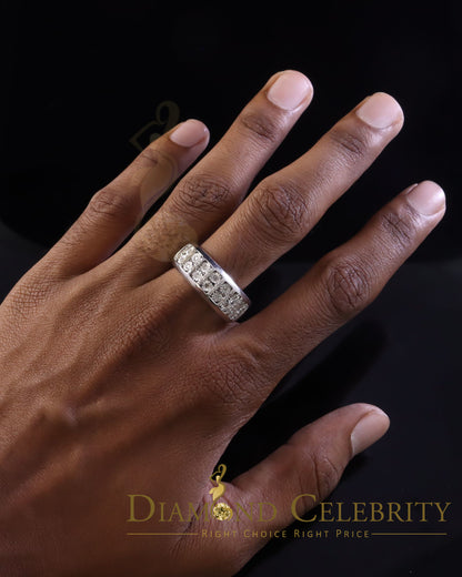 DiamondCelebritees 0.20CT Real Diamond Men's Silver White Micro-Pave Ring Size 11 in Band Style