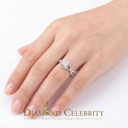 DiamondCelebritees 0.10CT Real Diamond 925 White Silver Womens Square Engagement Ring Size 7
