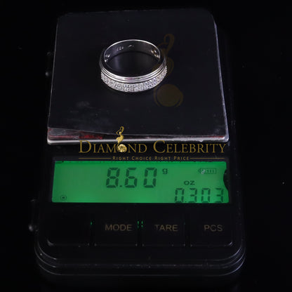 DiamondCelebritees White Silver Round Cubic Zirconia 1.25ct Men Adjustable Ring From SZ 10 to 12