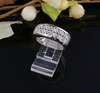 DiamondCelebritees 0.20CT Real Diamond Men's Silver White Micro-Pave Ring Size 11 in Band Style