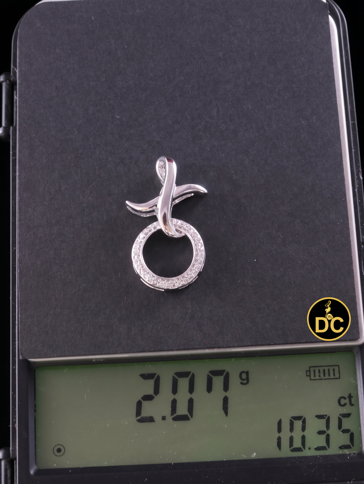 DiamondCelebritees 925 Sterling Silver White featuring HUG & KISS Shape 1inch 0.21ct CZ XO Pendant