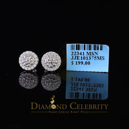 Diamondcelebritees 1.00ct Moissanite White 925 Sterling Silver Women's Circle Shape Nugget Earrings