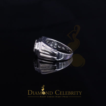 DiamondCelebritees Sterling White Silver 0.40ct Cubic Zirconia Hexagon Engagement Men's Ring Size 9