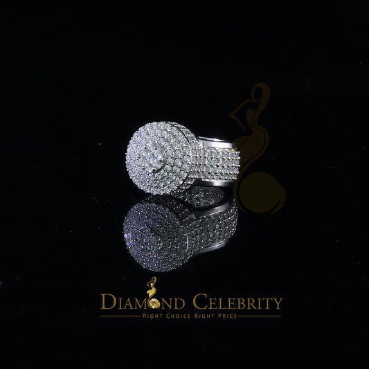 DiamondCelebritees 925 Silver White 15.00ct Cubic Zirconia Engagement Men's Round Ring Size 9.5