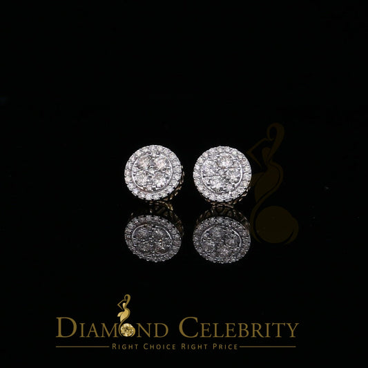 DiamondCelebritees Real Diamond 1.25CT 10K Real Yellow Gold Men's/Women's Stud Round Earring