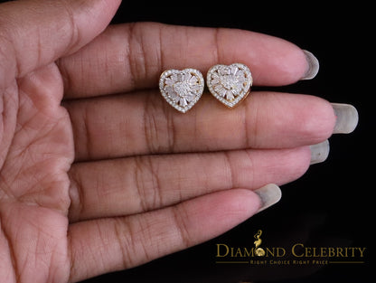 DiamondCelebritees 925 Yellow Silver 1.00ct VVS 'D' Baguette Moissanite Stud Earring Men's/Womens