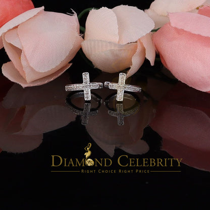 DiamondCelebritees 0.15ct Diamond 925 Sterling Silver White Hoop Stud Earring For Men's / Women's