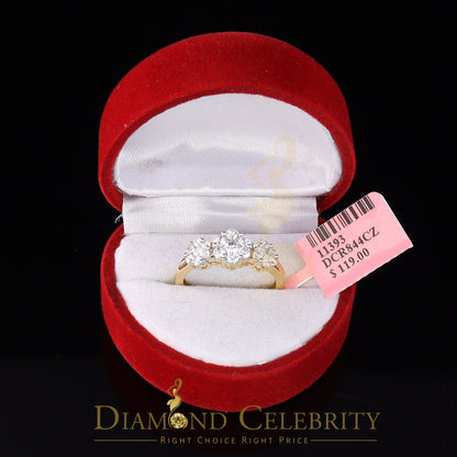DiamondCelebritees Sterling Yellow Silver Floral-Shaped Cubic Zirconia 2.0ct Womens Ring Size 7