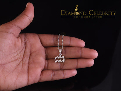 DiamondCelebritees 0.50ct Cubic Zirconia White Silver AQUARIUS FEBRUARY Month Pendant Men & Women