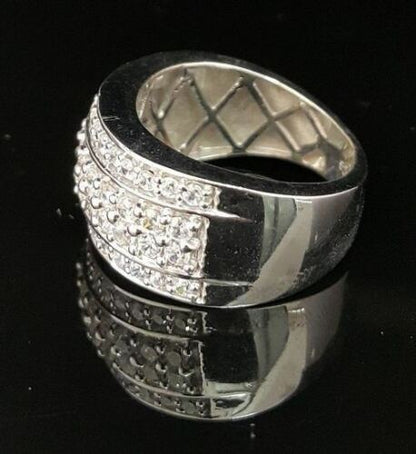 DiamondCelebritees 925 Sterling White Silver 6.0ct Cubic Zirconia Wide Round Womens Ring Size 7