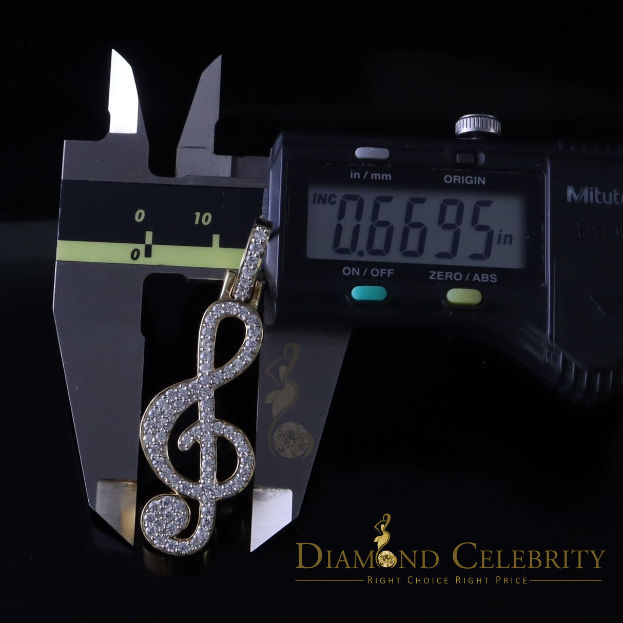 DiamondCelebritees Promise 925 Yellow Sterling Silver MUSIC SIGN Pendant with 2.34ct Cubic Zirconia