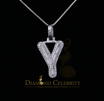 DiamondCelebritees White Bugutte Initial All Alphabet Sterling Silver Pendant with Cubic Zirconia