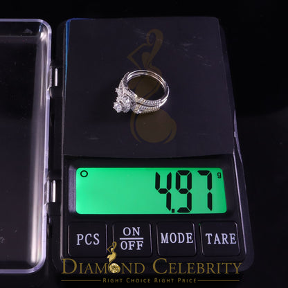 DiamondCelebritees 1.59ct Cubic Zirconia White Sterling Silver Men's/ Women 2PC Bridal Rings Size 7