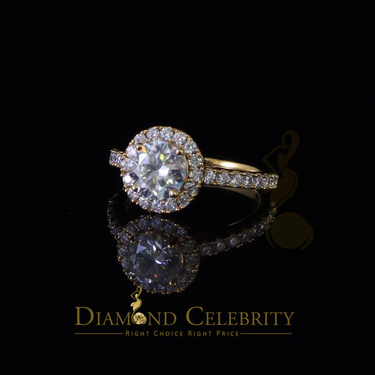 King Of Blings  10K Yellow Gold 3.00CT VVS' 'FL' D clr Round Moissonite Womens Ring S/7