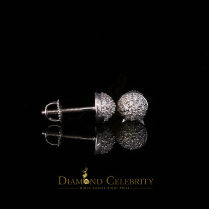 DiamondCelebritees  925 White Sterling Silver 0.64ct Cubic Zirconia Round Women's Stud Earrings