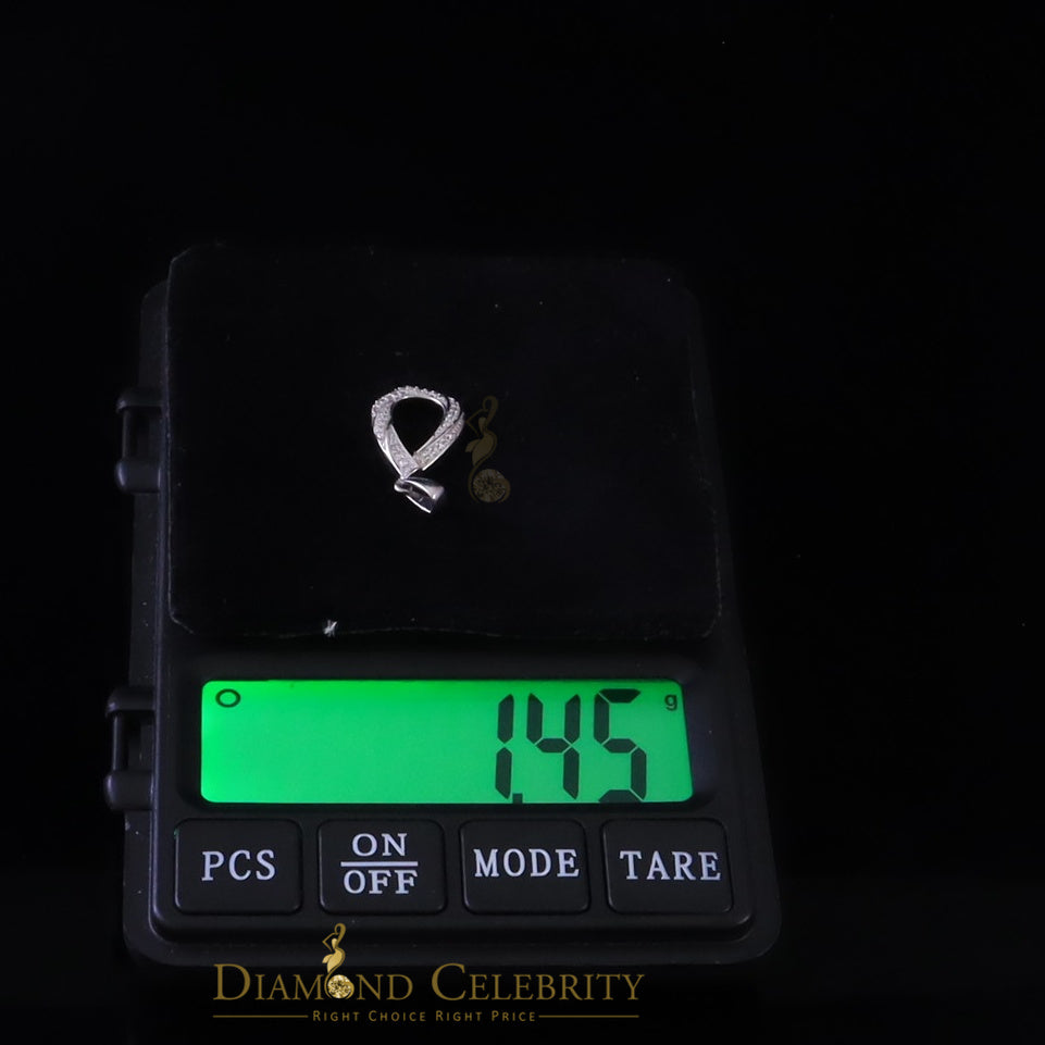 DiamondCelebritees White Sterling Silver Pendant with Charming Necklace Shape 0.37ct Cubic Zirconia