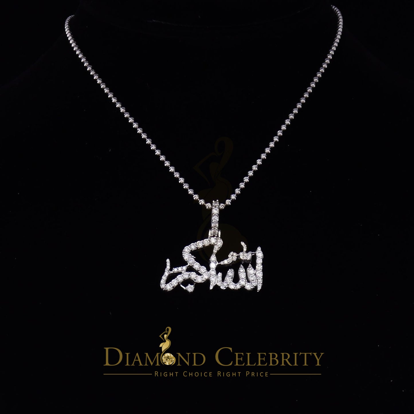 Diamondcelebritees  White 925 Sterling Silver with Allah-hu-Akbar Pendant 5.70ct Moissanite