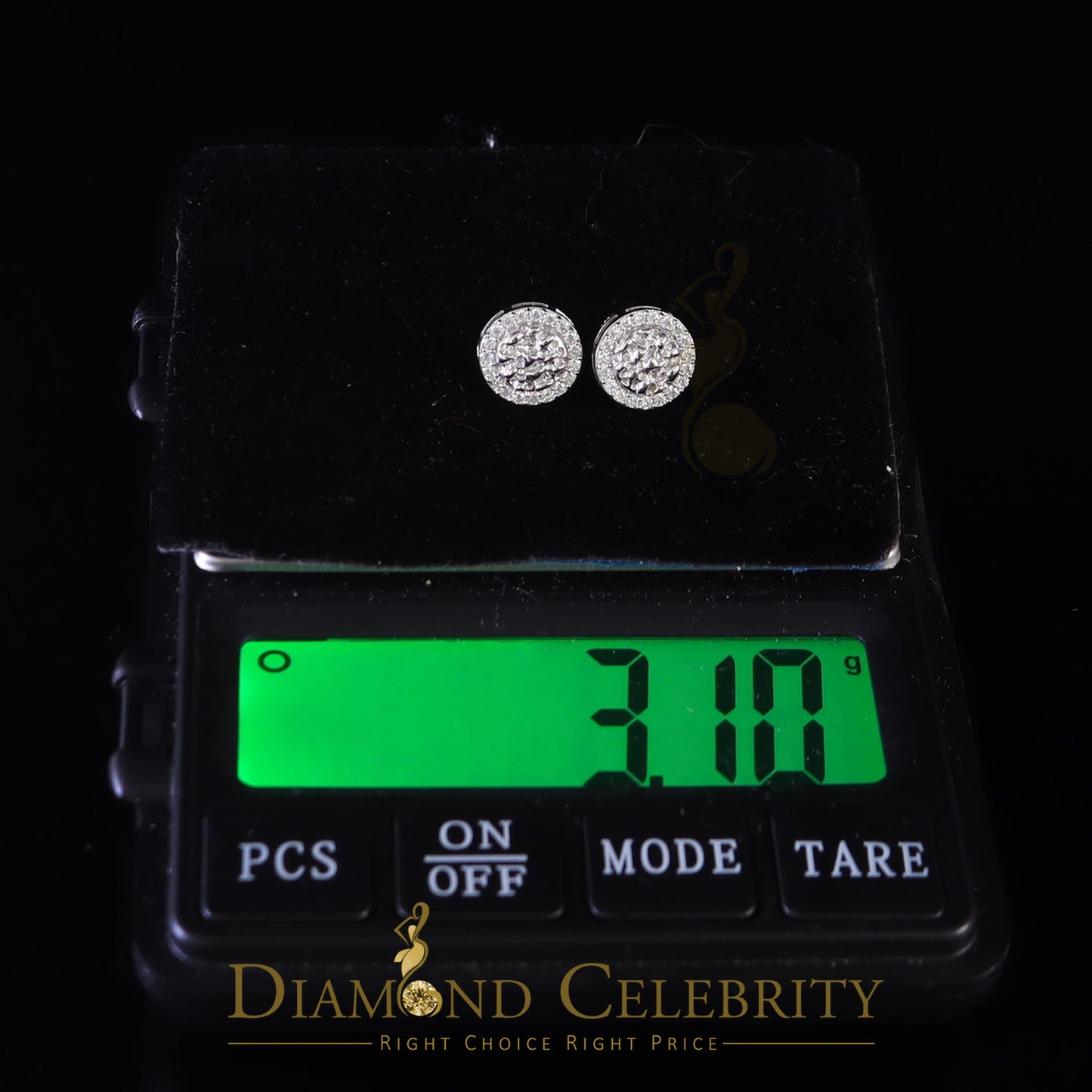 Diamondcelebritees 1.50ct Moissanite White 925 Sterling Silver Women's Circle Shape Nugget Earrings