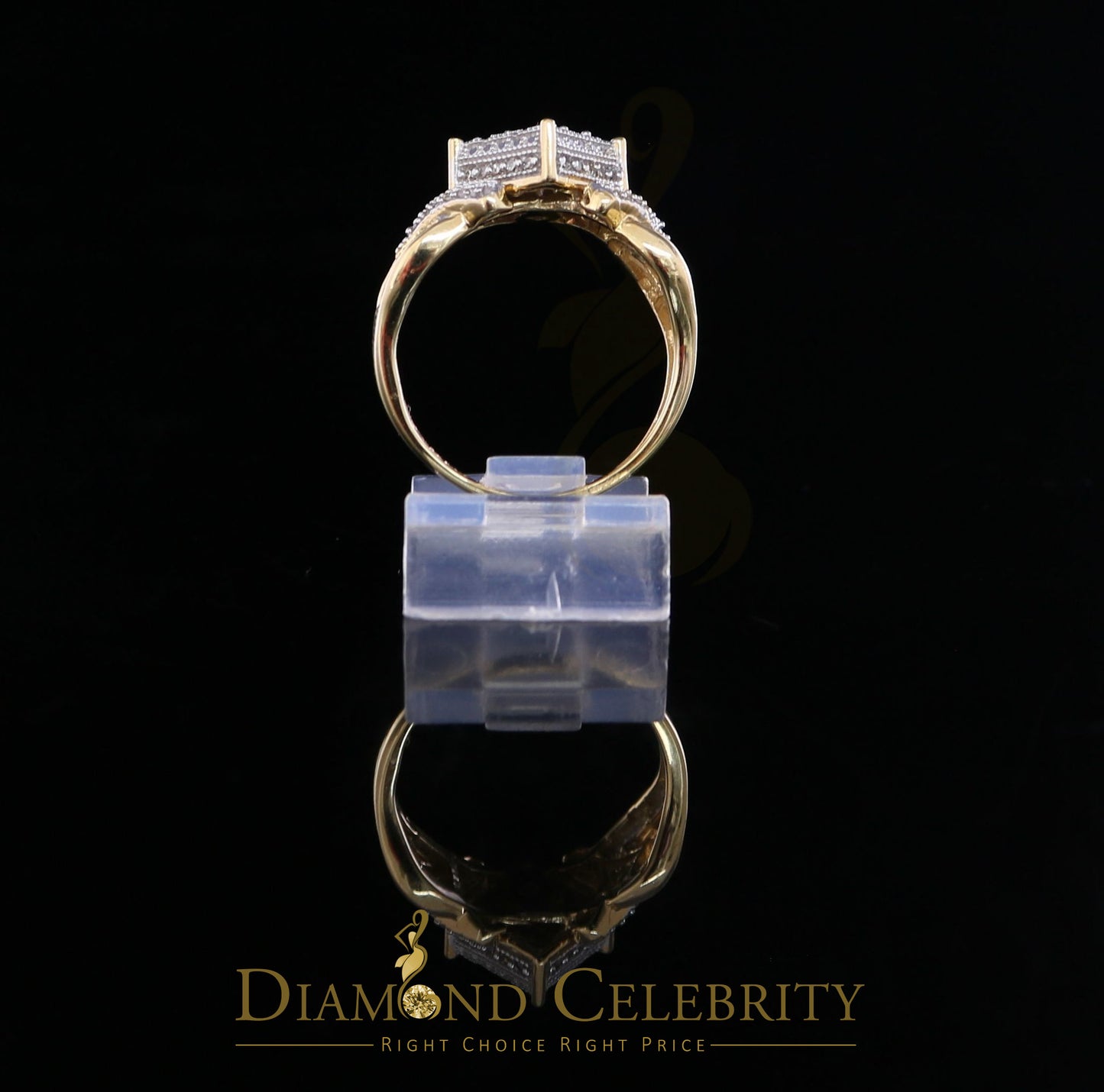 DiamondCelebritees Yellow 925 Silver 0.50 CT Real Diamond Engagement Womens Square Ring Size 7