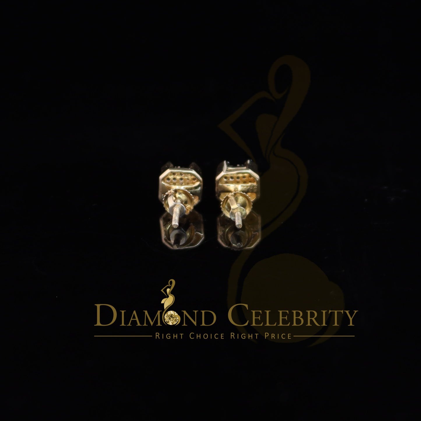 DiamondCelebritees 0.20ct Diamond Yellow 925 Sterling Silver Stud Earrings For Women's And Men's