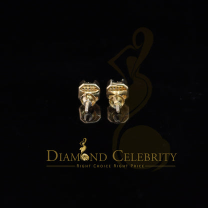 DiamondCelebritees 0.20ct Diamond Yellow 925 Sterling Silver Stud Earrings For Women's And Men's