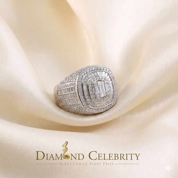 DiamondCelebritees 925 Sterling White Silver 5.50ct VVS 'D' Moissanite Round Rings SZ 10 for Men's