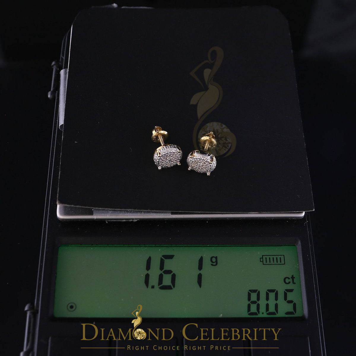 DiamondCelebritees 925 Sterling Silver 0.10ct Diamond For Women's & Men's Yellow Stud Round Earring