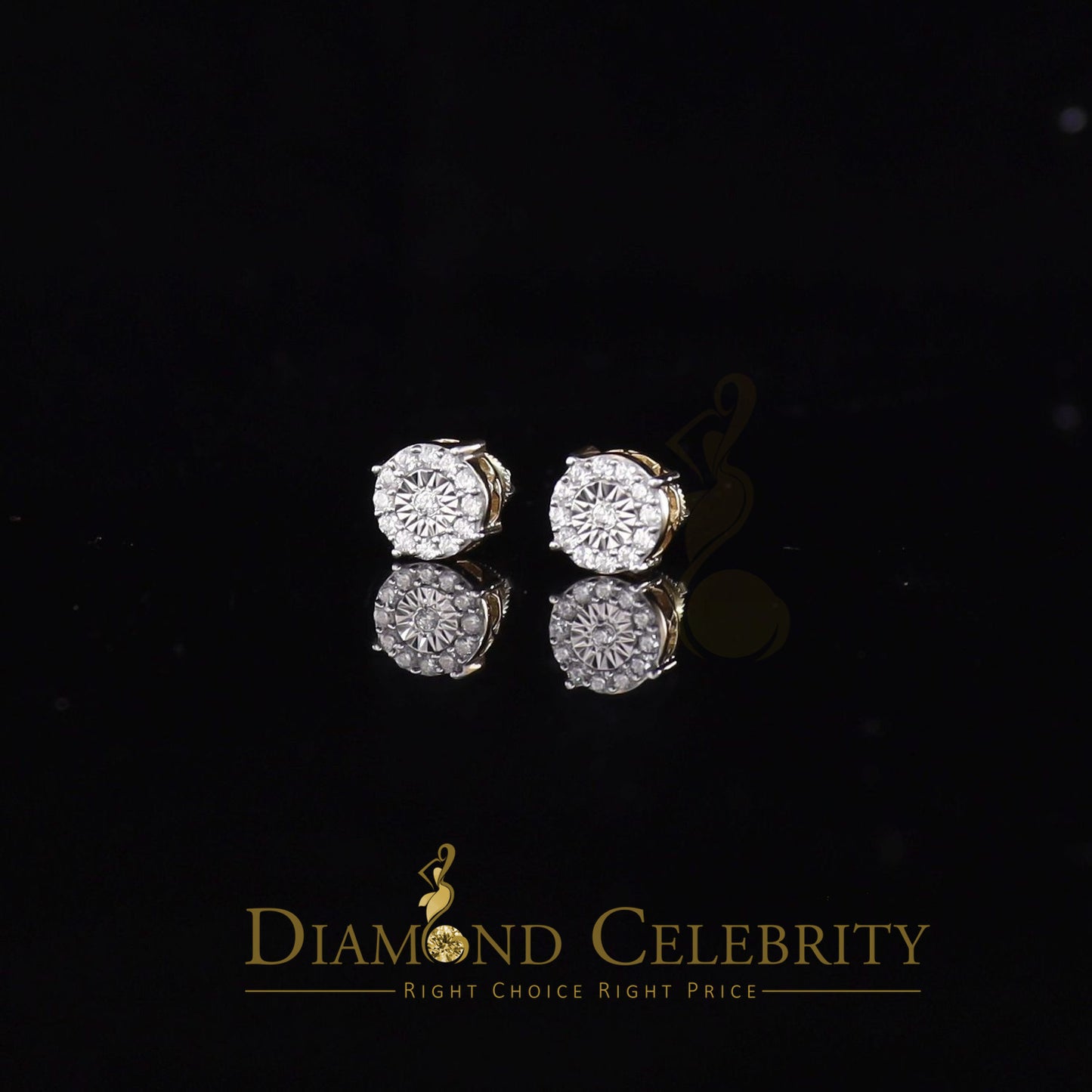 DiamondCelebritees  Yellow Silver 1.12ct Cubic Zirconia 925 Women's & Men's Hip Hop Square Earrings