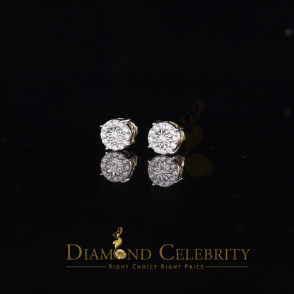 DiamondCelebritees  Yellow Silver 1.12ct Cubic Zirconia 925 Women's & Men's Hip Hop Square Earrings