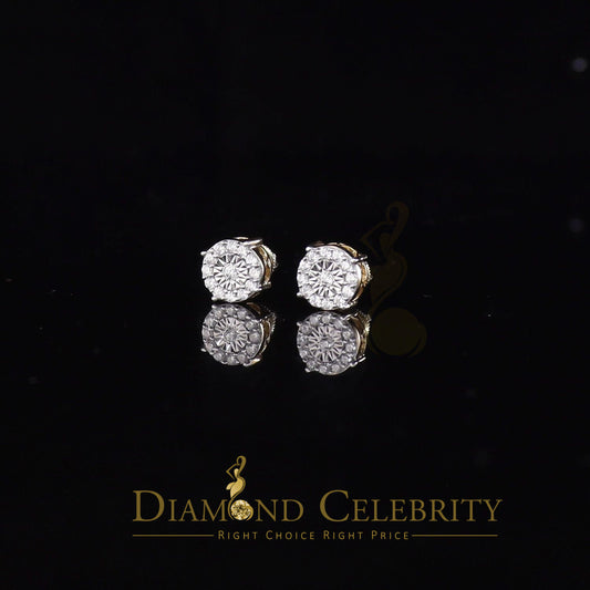 DiamondCelebritees  Yellow Silver 1.12ct Cubic Zirconia 925 Women's & Men's Hip Hop Square Earrings