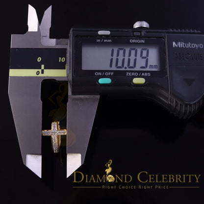 DiamondCelebritees 0.15ct Diamond 925 Sterling Silver Yellow Hoop Stud cross Earring For Men /Women