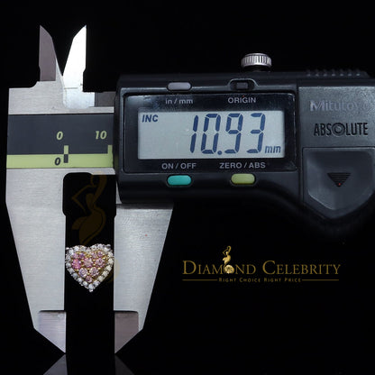 Diamondcelebritees Men's/Women's 925 Silver Yellow 1.00ct VVS 'D' Pink Moissanite 3D Heart Earrings