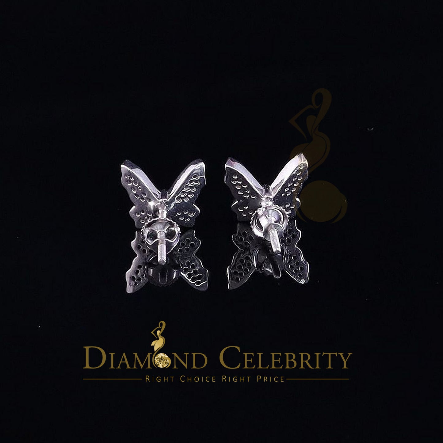 DiamondCelebritees  Women's 0.34ct Cubic Zirconia Butterfly Stud Earrings White 925 Sterling Silver