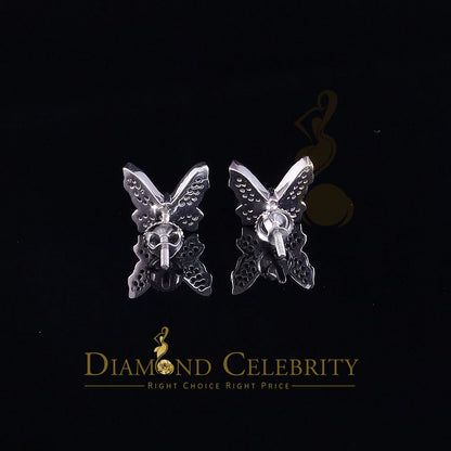DiamondCelebritees  Women's 0.34ct Cubic Zirconia Butterfly Stud Earrings White 925 Sterling Silver