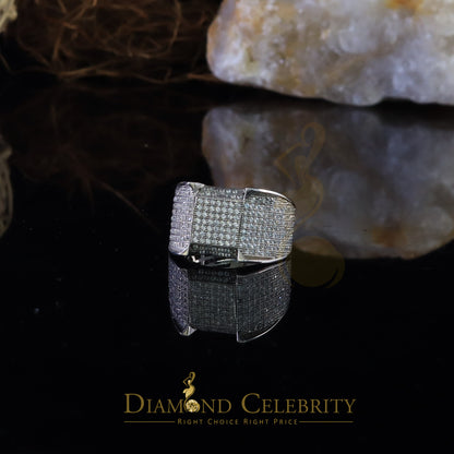 DiamondCelebritees Sterling 925 White Silver 3.20ct Square Cubic Zirconia Men Ring Size 10