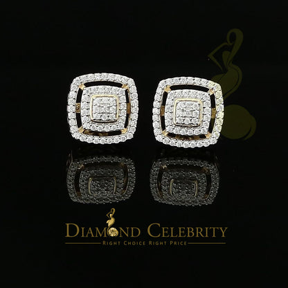 DiamondCelebritees  925 Yellow Sterling Silver 1.22ct Cubic Zirconia Women's Hip Hop Square Earrings
