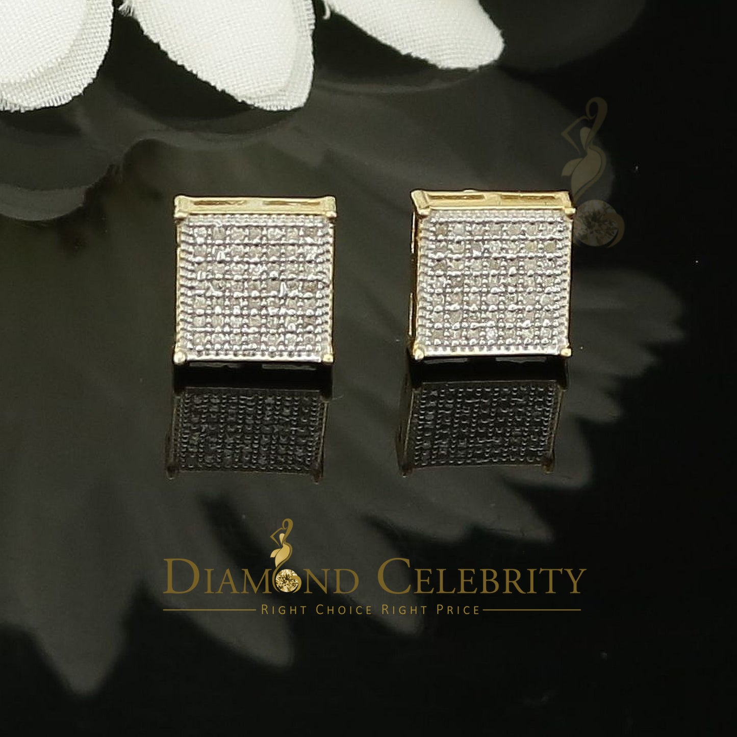 DiamondCelebritees 925 Sterling Silver 0.25ct Diamond Yellow Stud Men's/ Women's Earrings