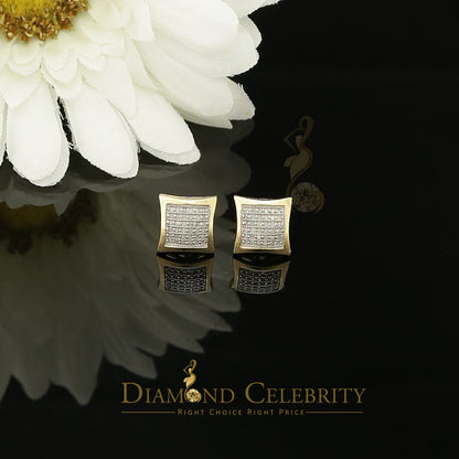 DiamondCelebritees Aretes Para 925 Sterling Yellow Silver 0.20ct Diamond Women & Men Kite Earrings