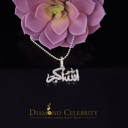 Diamondcelebritees  White 925 Sterling Silver with Allah-hu-Akbar Pendant 5.70ct Moissanite
